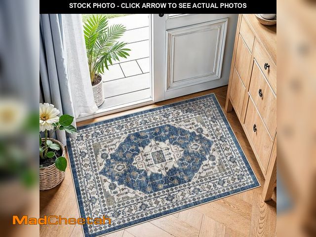 Lot 74-12697376 - 2x3 Washable Vintage Area Rug: Indoor Soft Entryway Rug with Non Slip Backing Water Resistant Carpet...