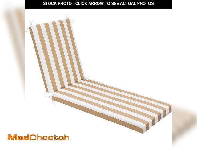 Lot 74-14468376 - Mximu 80 x 26 x 3 in. Yellow Cabana Stripe Outdoor Olefin Chaise Lounge Cushion with Ties TYD4407 - ...