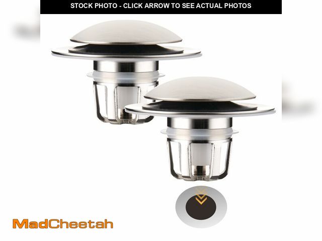 Lot 74-12599446 - 2 Pack Brushed Nickel Bathroom Sink Stopper Pop Up, Wellup 2-in-1 Bathroom Sink Drain Stopper for 1....