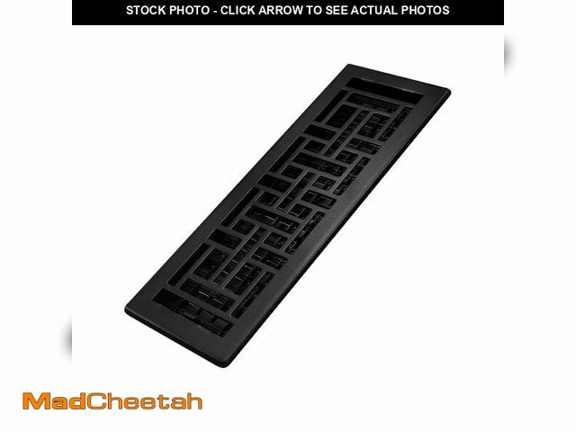 Lot 74-12971136 - Decor Grates AJH414-BLK Oriental Floor Register, 4x14 Inches, Textured Black - USED