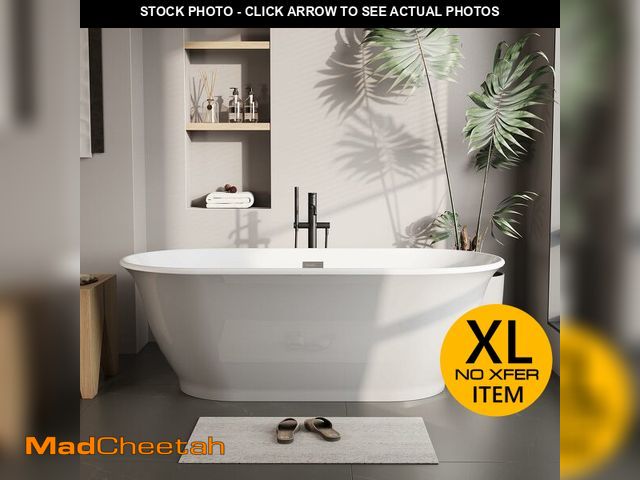 Lot 74-13118784 - Acrylic Freestanding Bathtub, Stand Alone Tub Bathtubs, Deep Acrylic Soaking, Modern Upright Bathtub...