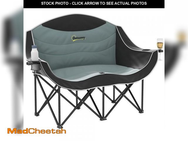 Lot 74-12424824 - Outsunny Double Camping Chair, Padded Folding Camp Chair for 2 Person with Armrest, Holder, Carry Ba...