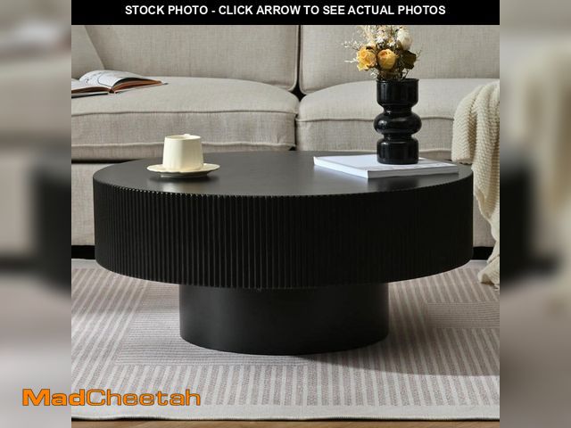 Lot 74-12773323 - Polibi 31.5 in. Black Round MDF Coffee Table (MISSING HARDWARE)  - USED
