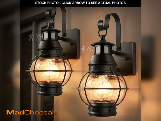 Lot 74-14269302 - Lamomo 2 Packs Motion Sensor Outdoor Porch Light for House,Outdoor Wall Light Fixtures Wall Mount, W...