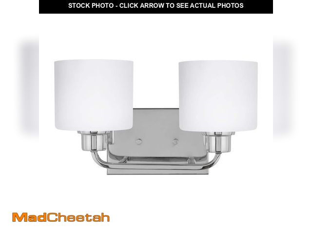 Lot 74-13049694 - Generation Lighting Canfield 14.25 in. 2-Light Chrome Minimalist Modern Wall Bathroom Vanity Light w...