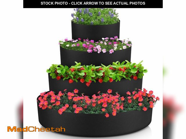 Lot 74-14150994 - Ninehaoou 4 Pcs Plant Grow Bags 4 Tiered Strawberry Planter Tower Fabric Raised Garden Beds, 39 Inch...