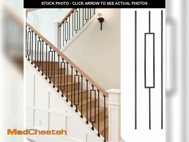 Lot 74-13696174 - 30Pack Wrought Iron Balusters 44 Inches Deck Balusters Combine 1/2" Square Plain Bar Balusters,10 Si...