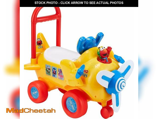 Lot 74-13382390 - Kiddieland Sesame Street Elmo's Activity Plane Ride-On Toy, Lights Sounds Steering Wheel, Spinning P...