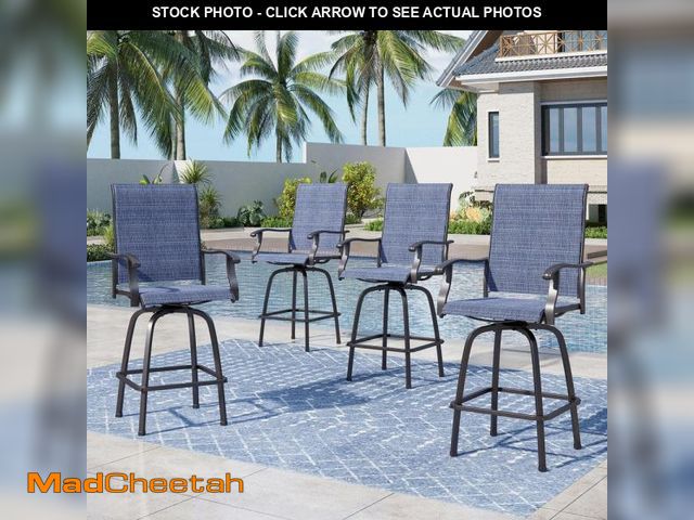 Lot 74-12145895 - Swivel Metal Outdoor Bar Stool with Arms in (4-Pack) - USED