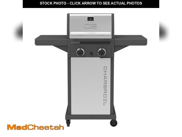 Lot 74-13775283 - Charbroil Performance Series FlavorMax 2 Burner Gas Grill Cabinet with Foldable Side Shelves, Stainl...