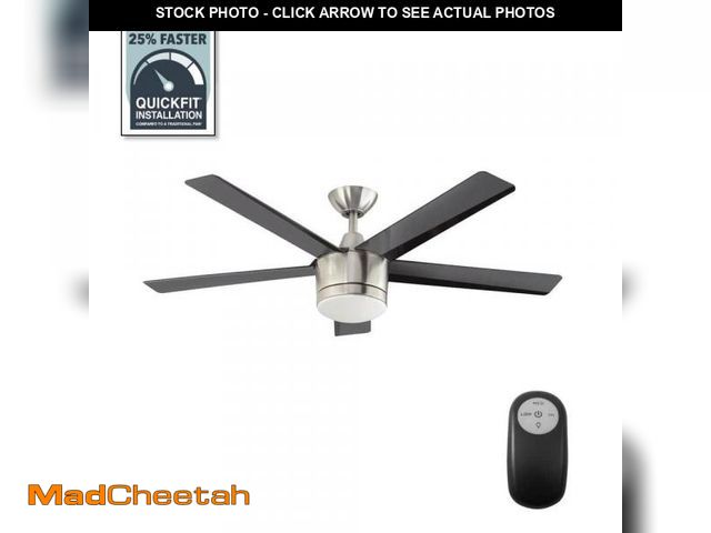 Lot 74-12519755 - Home Decorators Collection Merwry 52 in. Integrated LED Indoor Brushed Nickel Ceiling Fan with Light...