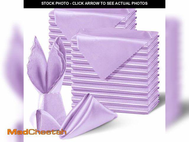 Lot 74-13715691 - Homiest 100 Pack Light Purple Satin Napkins 20x20 Inches Dinner Napkins Decor, Scalloped Square Napk...