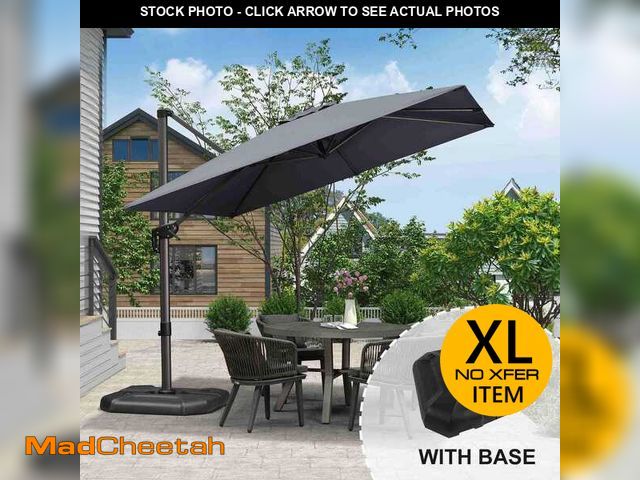 Lot 74-12746722 - PURPLE LEAF 9 ft. Square Aluminum Outdoor Patio Cantilever Umbrella Offset 360ÃâÃÂ° Rotation Umb...