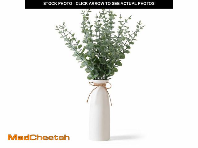 Lot 74-14213385 - Shanranplus Vase with Greenery, 20pcs Artificial EucalyptusStems in White Vase, Boho Home Decor Plan...