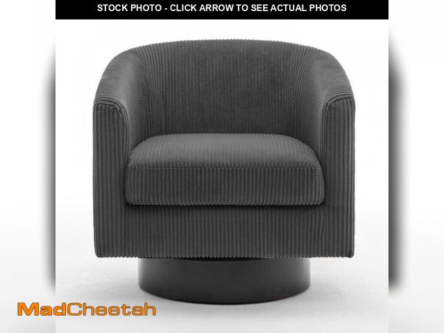 Lot 74-12424903 - Uixe Gray Corduroy Fabric Upholstered 360ÃâÃÂ°Swivel Arm Chair With Wood Base(Set of 1) - UNUSED