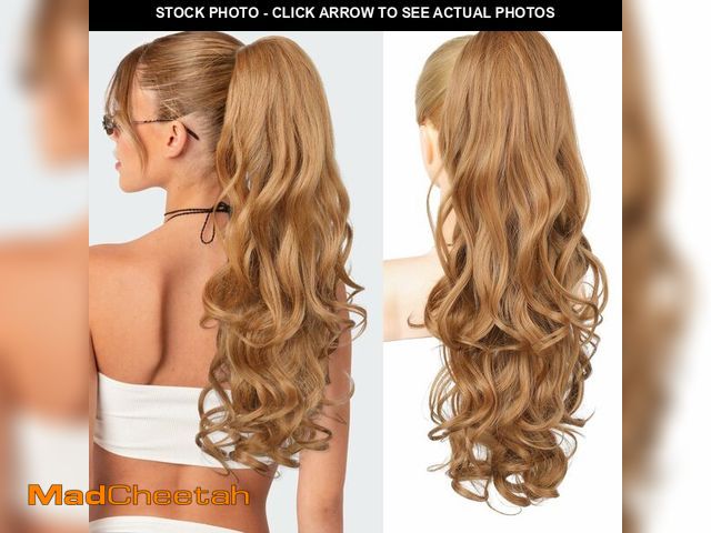 Lot 74-14052196 - REECHO Ponytail Extension, 24" Claw Clip in Long Curly Wavy Ponytail Hair Extension Jaw Clip on Pony...