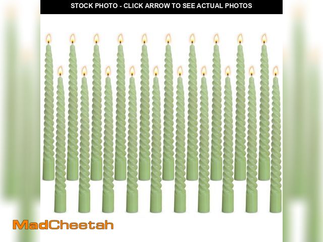 Lot 74-12047022 - 20 Pack 10 Inch Sage-Green Spiral Taper Candles for Christmas and Spring Home Decoration, Unscented ...