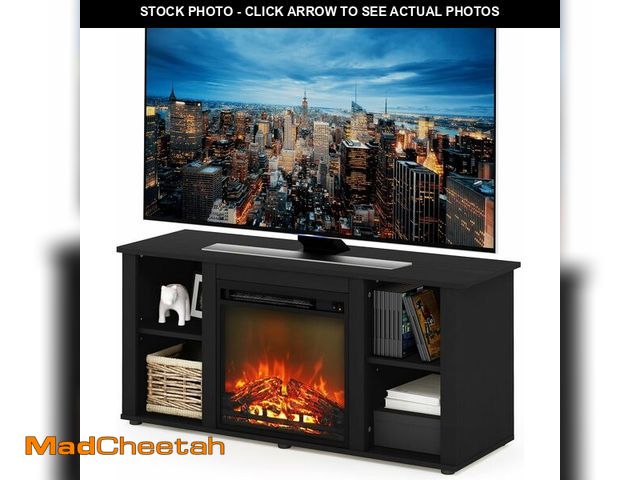Lot 74-13073753 - Furinno Jensen Entertainment Center Stand with Fireplace for TV up to 55 Inch, Americano, Corded Ele...