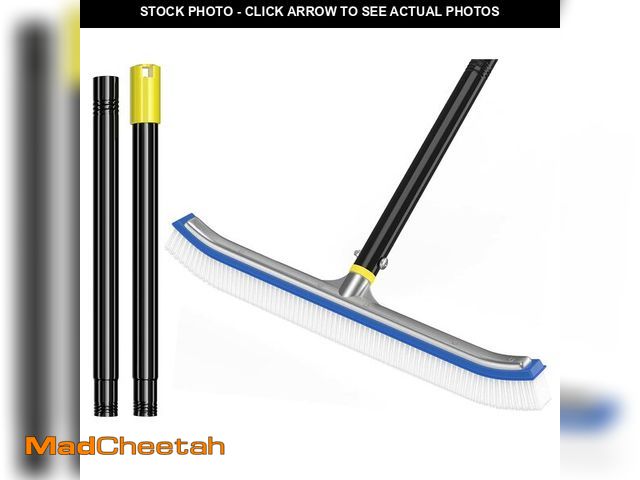 Lot 74-14479781 - Pool Brush with Pole 8ft, Pool Brush Head for Above Ground, Inground Pools, 18" Cleaning Scrubber To...