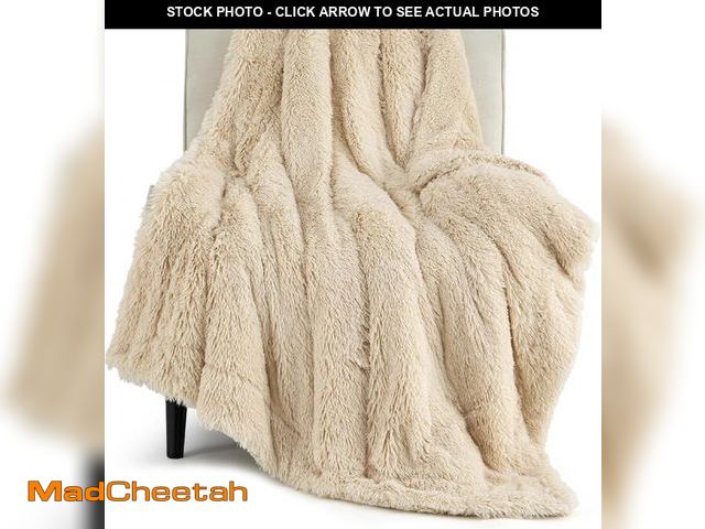 Lot 74-12324017 - Bedsure Fuzzy Sherpa Faux Fur Twin Blanket Beige Cozy Gifts for Women Men, Soft Fleece Plush Warm Mi...