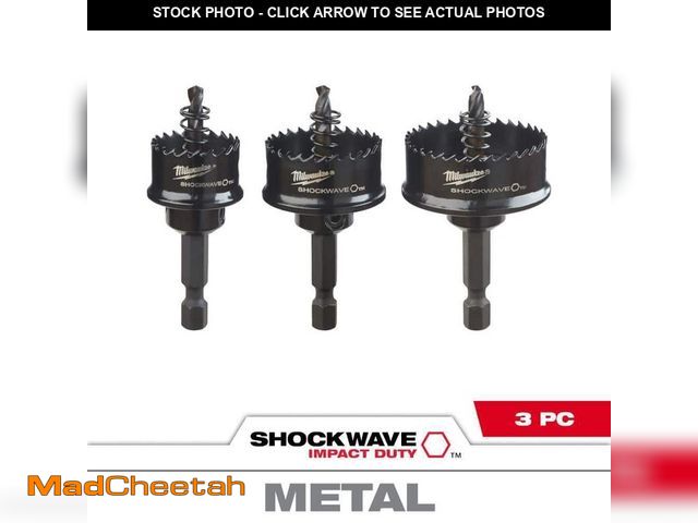 Lot 74-13692292 - Milwaukee SHOCKWAVE Thin Wall Hole Saw High Speed Steel Kit (3-Piece) - UNUSED
