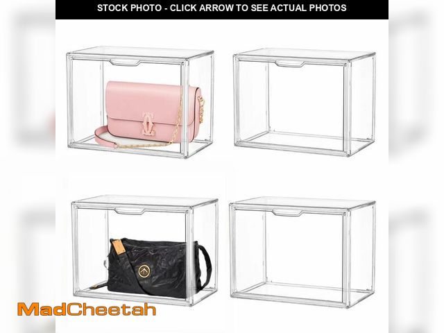 Lot 74-14265811 - Clear Stackable Plastic Storage Bins with Magnetic Attraction Lid, Acrylic Box Display Case Showcase...
