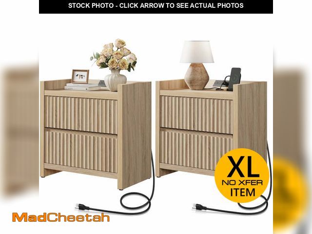 Lot 74-13103304 - SICOTAS 25.4" Wide Farmhouse Nightstand Set of 2 with 2 Drawer, Modern Beside Table with Minimalist ...