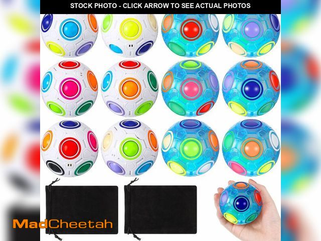Lot 74-12697035 - 12 Pack Rainbow Puzzle Ball Magic With 2 Pcs Pouches Fidget Toy for Boys and Girls Speed Cube Funny ...