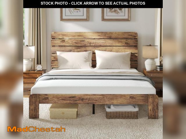 Lot 74-12241293 - Zevemomo King Bed Frame, King Size Heavy Duty Platform Bed Frames, King Bed Frame with Wood Headboar...