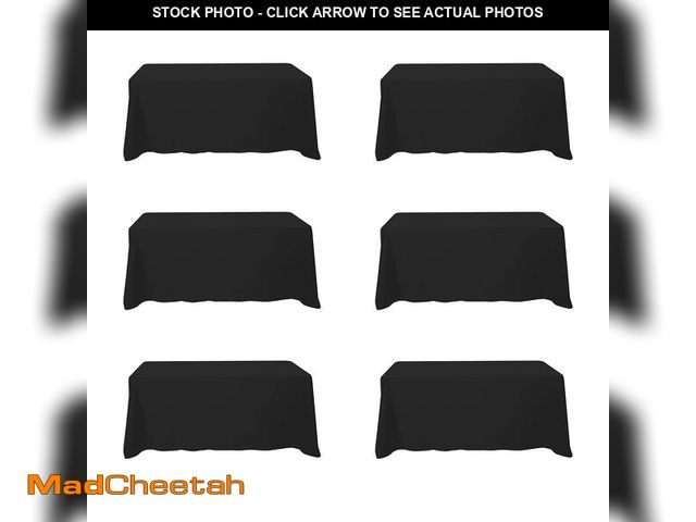 Lot 74-14206994 - BRILLMAX 6 Pack Black Tablecloths 90 x 132 Inch for 6ft Rectangle Tables - 150 GSM Polyester Fabric,...