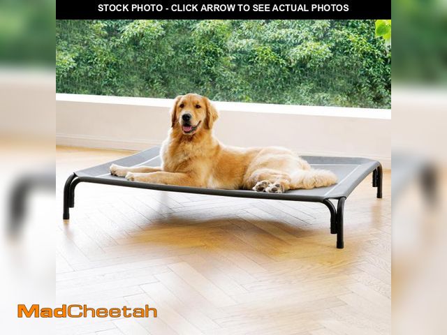Lot 74-12306041 - Elevated Dog Bed Raised Outdoor Dog Cot for Large Dogs, Installation Requires No Tools, Frame with W...