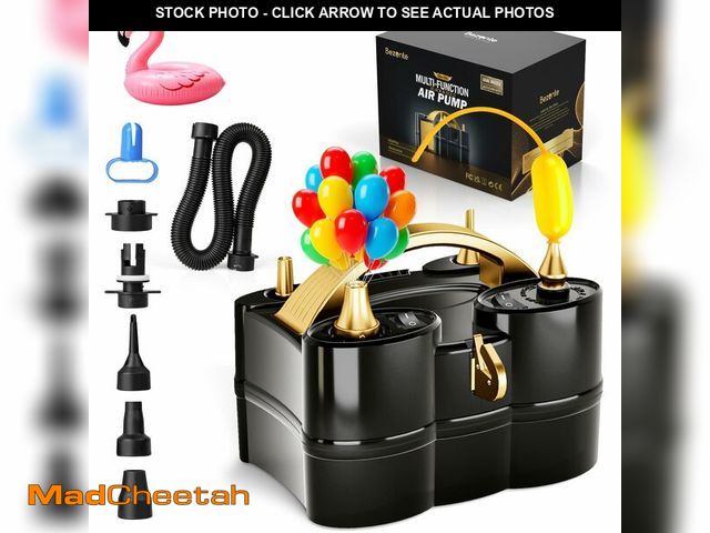 Lot 74-13712711 - Bezente Balloon Pump Electric, 3-in-1 Portable Black Gold Electric Air Machine Balloon Pump Dual Noz...