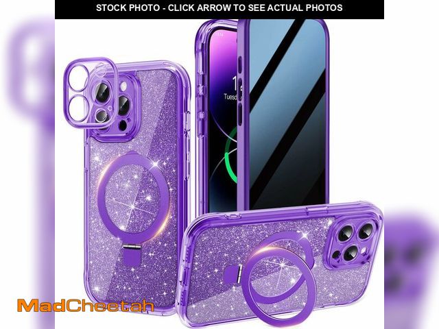 Lot 74-13962932 - Magnetic Privacy Case for iPhone 14 Pro Max [DIY Glitter Cardstock] [Invisible Magnetic Kickstand] B...