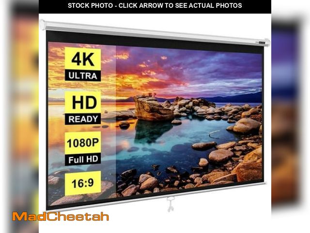 Lot 74-12154934 - SPECSTAR 100 Inch Manual Pull Down Projector Screen  16:9 HD Retractable Widescreen for Movie Home T...