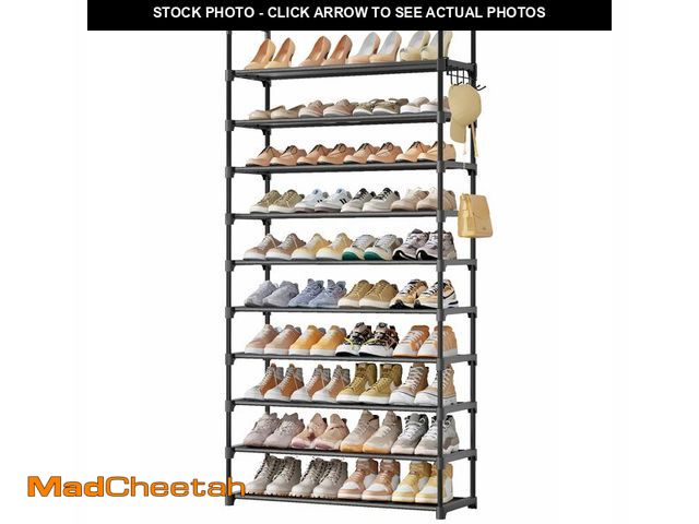 Lot 74-13774236 - Kitsure Shoe Rack for Closet - 10-Tier Shoe Organizer with Hook Rack, Large-Capacity &amp; Space-Sav...