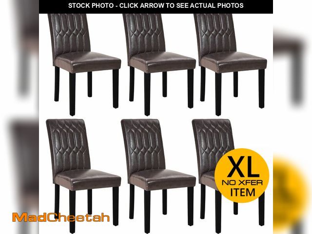 Lot 74-12787242 - VECELO Upholstered Dining Chairs Set of 6, Modern PU Leather Accent Parsons, Solid Wood Legs w/Rubbe...