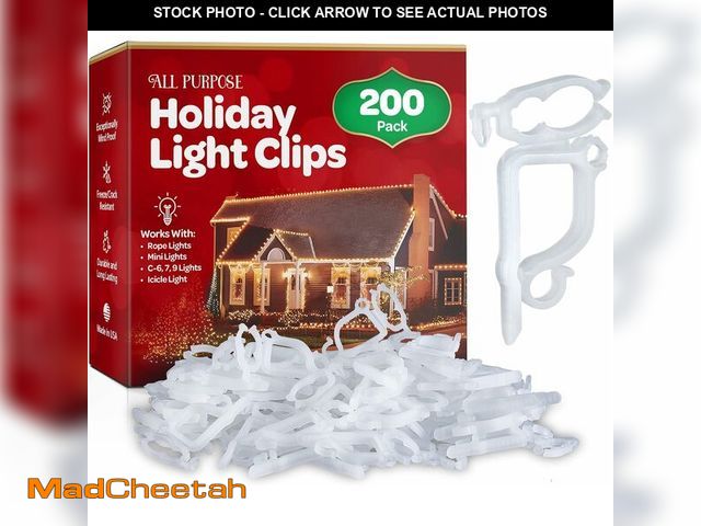 Lot 74-13835475 - All-Purpose Holiday Light Clips [Set of 200] Christmas Clips, Outdoor Light Clips - Mount to Shingle...