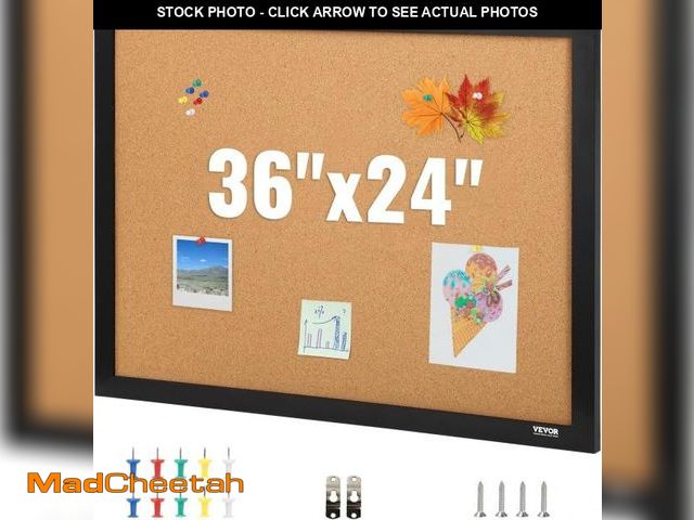 Lot 74-12138115 - VEVOR Cork Board for Office, 36" x 24" Bulletin Board for Wall, Vision Board Push Pin Board with Fra...