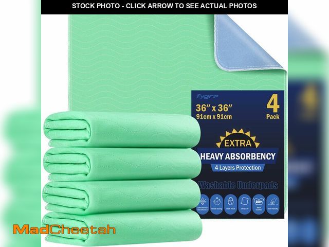 Lot 74-14297250 - FYGRIP 4 Pack 36Ã¢â¬Â x 36Ã¢â¬Â Extra Heavy Absorbency Washable Underpads, Waterproof Quick Dryi...