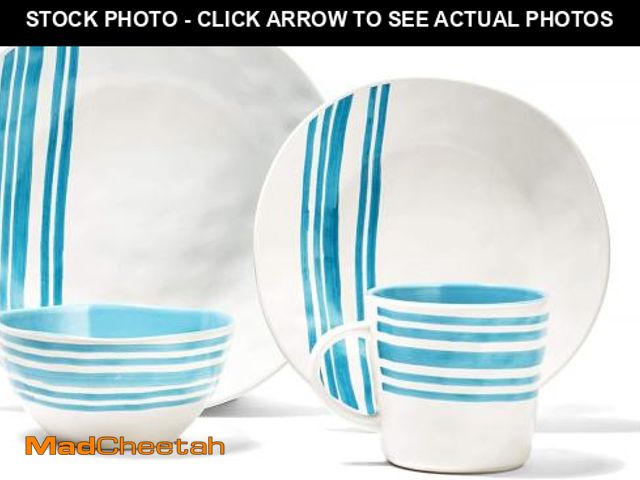 Lot 74-12509900 - American Atelier Bistro Dinnerware Set - 16-Piece Stoneware Party Collection w/ 4 Dinner Salad Plate...