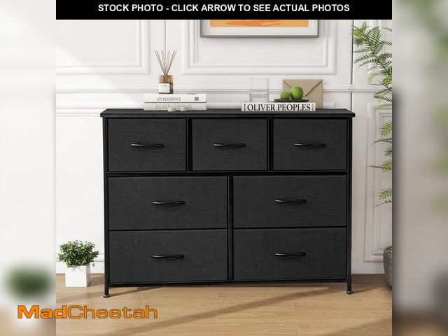 Lot 74-14291151 - WONDER COMFORT Freestanding Black 7 Drawer 11.8 in. Wide Chest of Drawers Chest Tower TV Stand with ...