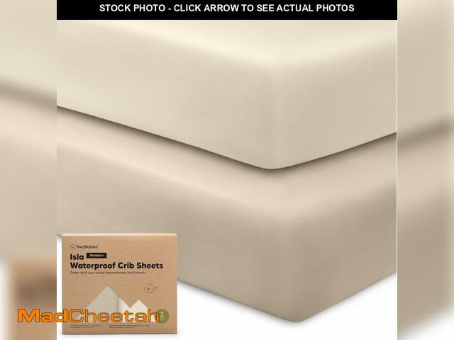 Lot 74-14422282 - 2-Pack Waterproof Baby Crib Sheets for Boys, Girls, 52x28 (Ecru) - UNUSED