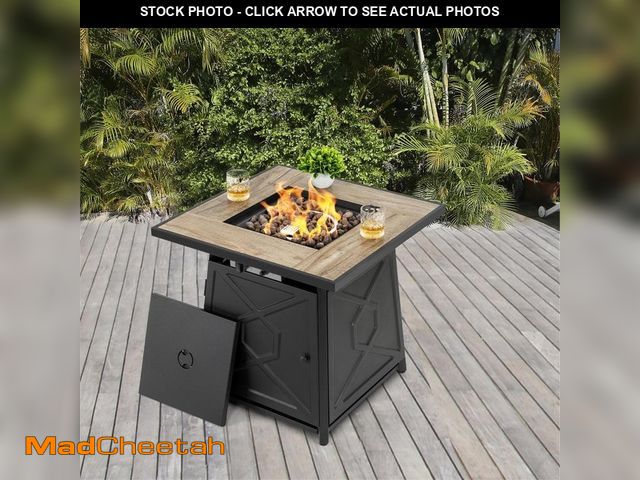 Lot 74-12642451 - Nuu Garden 50,000 BTU 28 in. x 26 in. Square Iron Propane Gas BlackFire Pit Table with Cover,Ceramic...