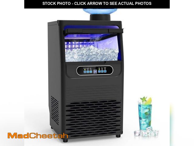 Lot 74-13560849 - Hooure 14 in. 100 lbs./24H Built-In or Freestanding Half Size Cubes Ice Maker with 30 lbs. Storage, ...