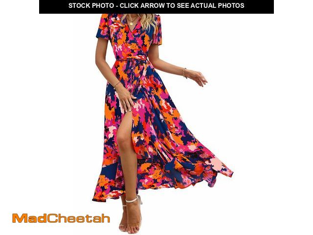 Lot 74-14430757 - PRETTYGARDEN Women's Boho Floral Summer Maxi Dresses, Blue Orange Floral,XL - USED