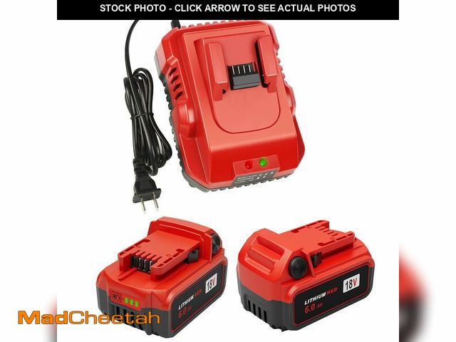 Lot 74-13544933 - KOOMICY 2Pack 18V 6.0Ah Batteries Replacement for Milwaukee M-18 Battery and 1 Charger Set - UNUSED