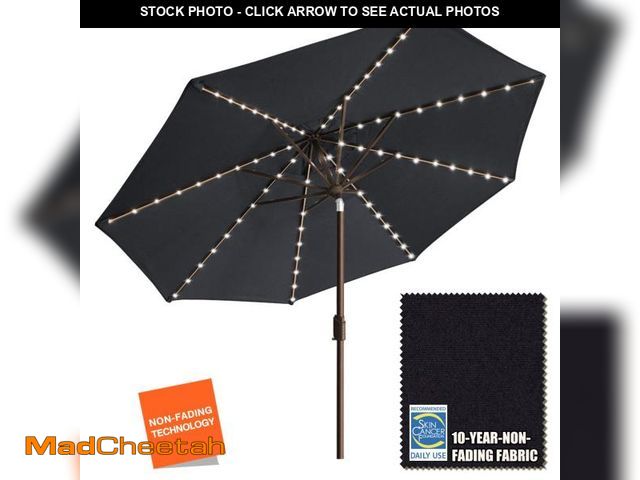 Lot 74-12274065 - EliteShade USA 10-Year-Non-Fading Solar 9ft Market Umbrella with 80 LED Lights Patio Umbrellas Outdo...