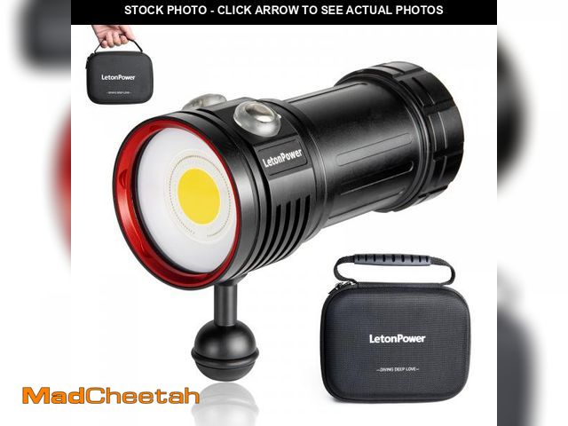 Lot 74-12217778 - LetonPower Diving Flashlight, L12 8000Lumens Dive Light,100m Underwater Video Light, Scuba Dive Ligh...