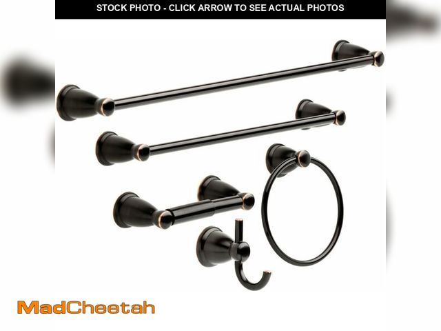 Lot 74-13698020 - Franklin Brass Kinla 5-Piece Bathroom Set Oil-Rubbed Bronze 18', 24' Towel Bar Racks, Toilet Paper H...