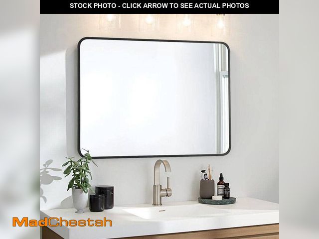 Lot 74-12921188 - *DENTED* Home Decorators Collection 24 in. W x 36 in. H Round Corner Rectangular Aluminum Framed Wal...